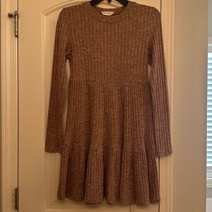 Brown Ribbed Long Sleeve Dress, size small
